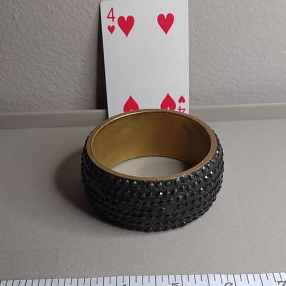 Very Heavy Distressed Beat Up Vintage Black 8 Inch Bangle - Picture 9 of 12